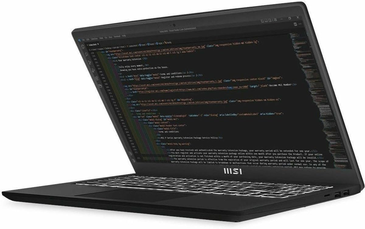 MSI Modern 15 B13M-1097US 15.6' Full HD Laptop, Intel Core i5-1334U 1.3GHz, 16GB RAM, 512GB SSD, Windows 11 Home, Classic Black