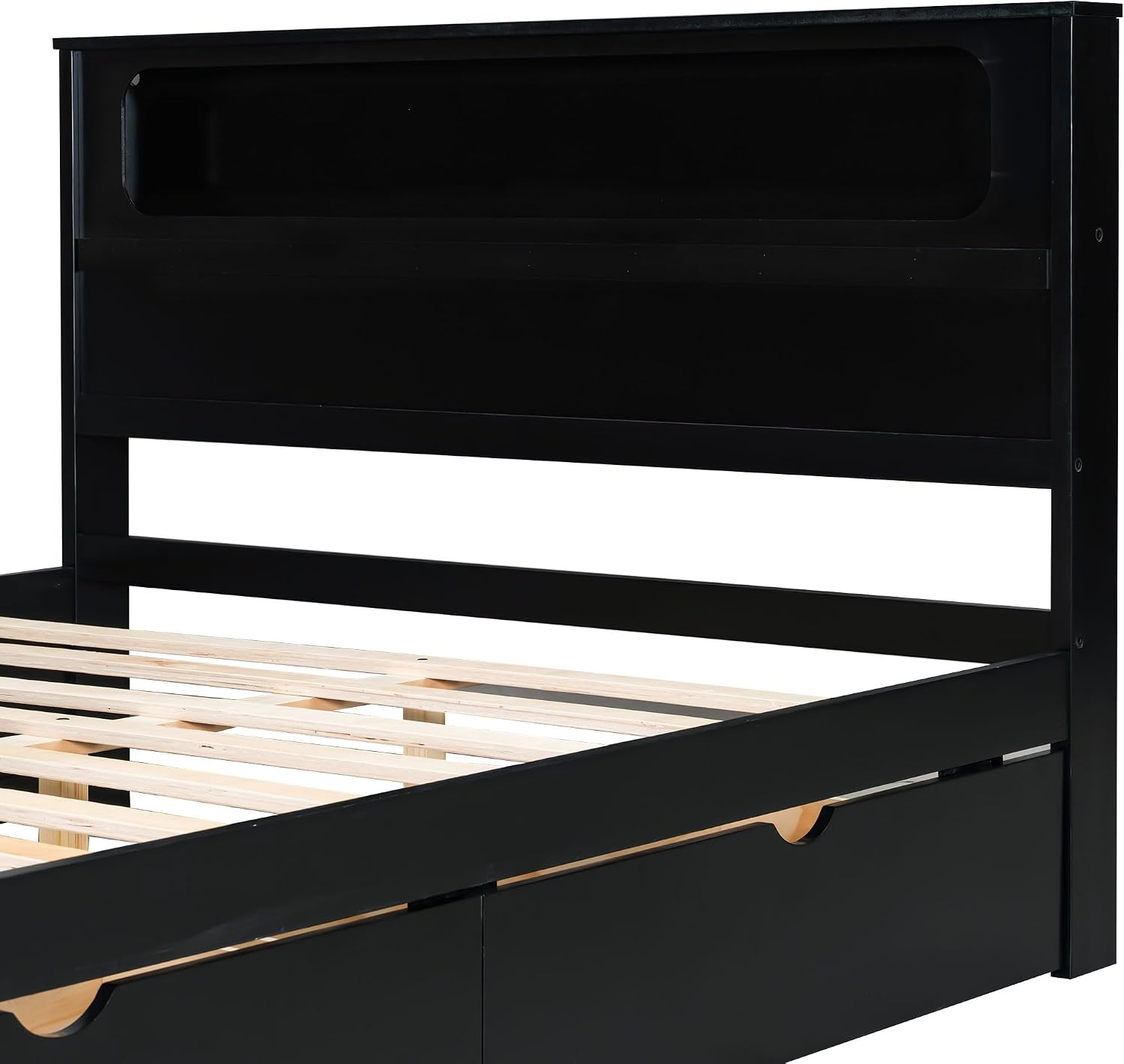 Harper & Bright Designs Full Size Gaming Loft Bed with Charging Station & LED Headboard, Built-in Desk with Outlets & USB/Type-C Ports, 2 Storage Drawers for Modern Living, Black