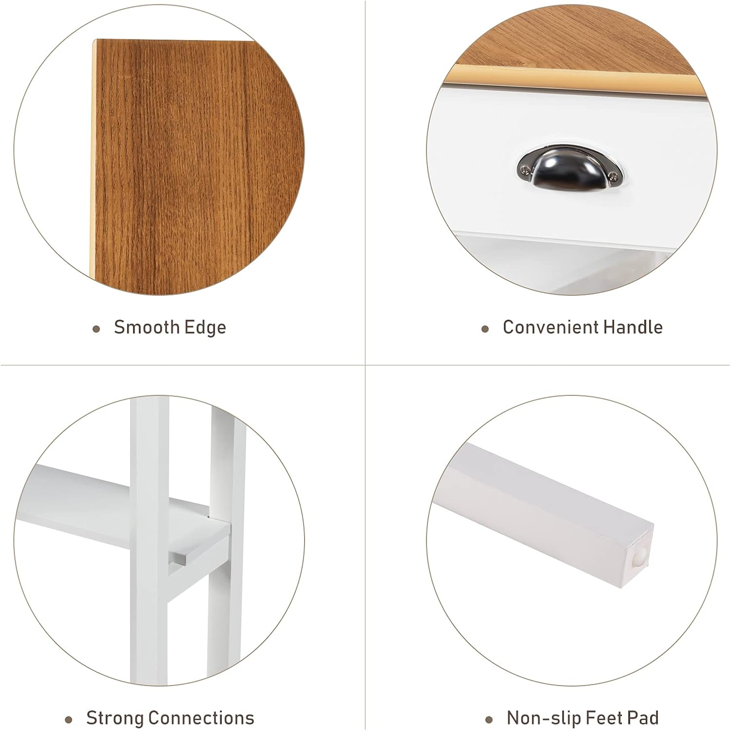 COSTWAY Corner Desk with Drawer for Small Space, Writing & Office Use, White Wooden Vanity Desk (Natural)