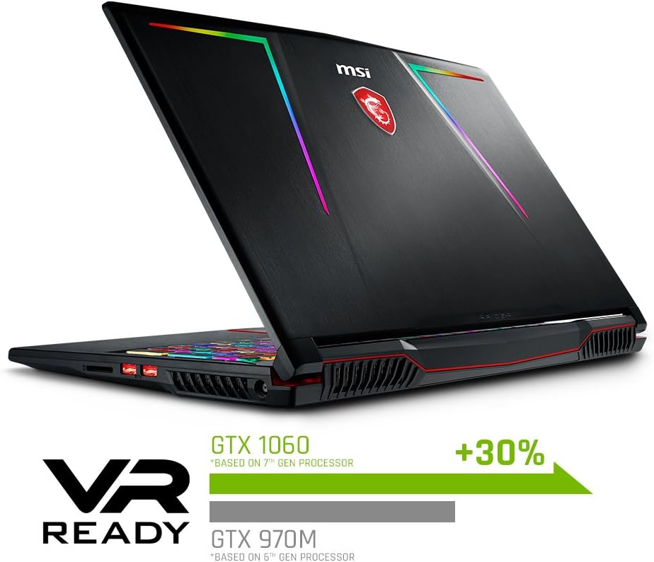 msi GE63 Raider RGB-012 15.6' 120Hz 3ms Performance Gaming Laptop GTX 1060 6G i7-8750H (6 Cores) 16GB 128GB SSD + 1TB Per Key RGB KB, VR Ready, Metal Chassis, Windows 10 64 bit