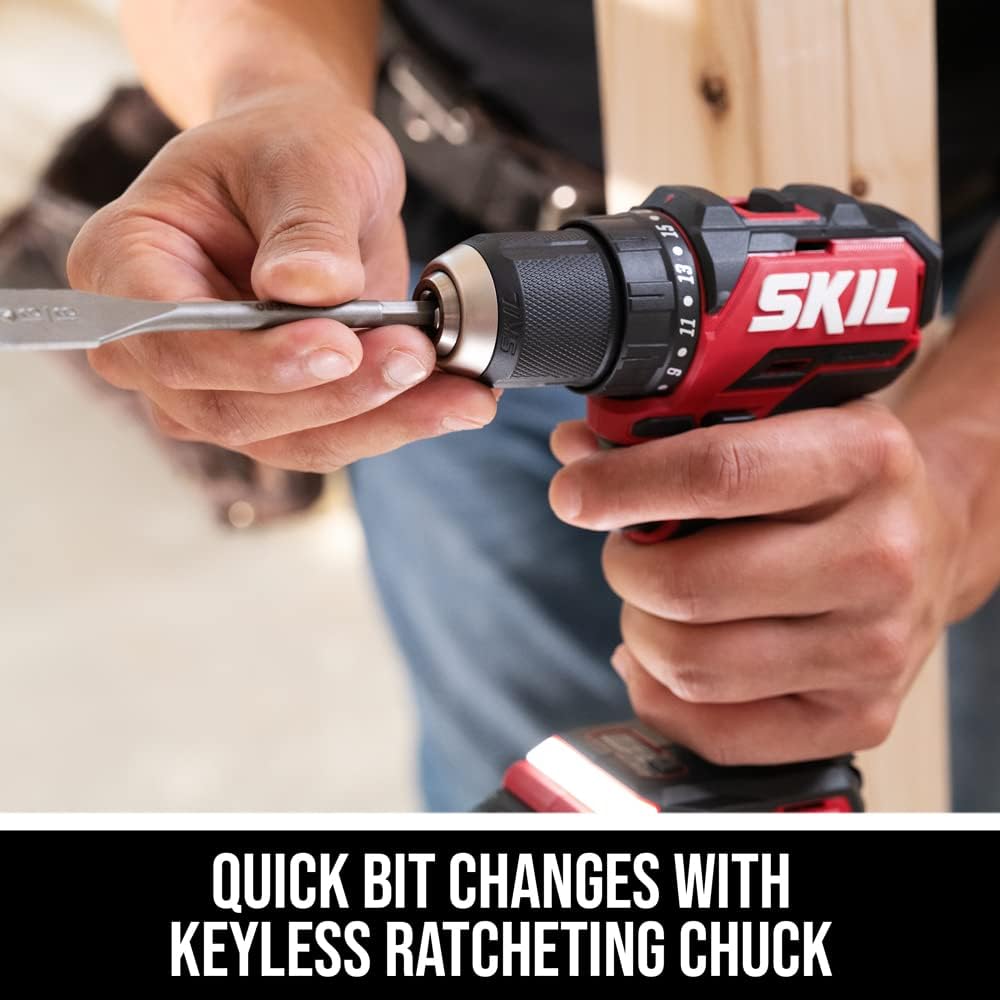 SKIL PWR CORE 20 Brushless 20V Compact Drill Driver and Impact Driver Kit, Includes 2.0Ah Battery and PWR Jump Charger - CB8437B-10