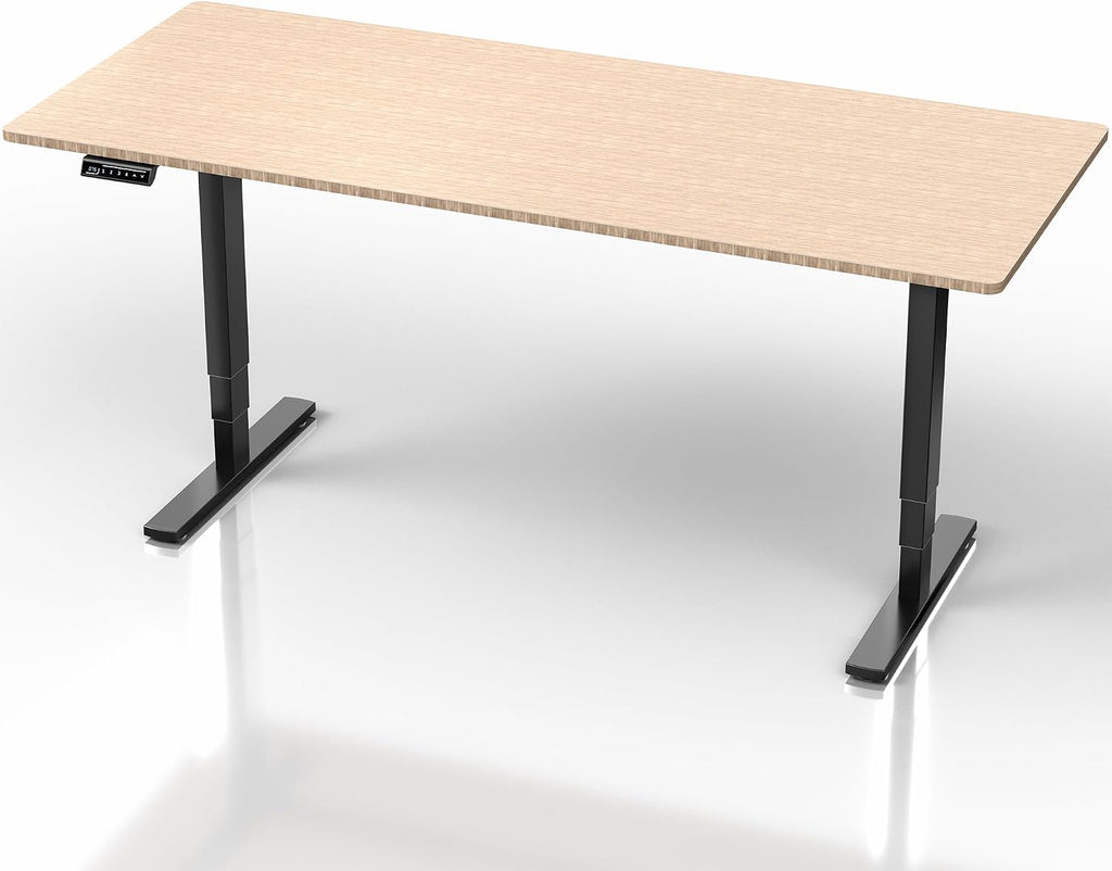 VIVO Electric 71 x 30 in Real Bamboo Standing Desk, Touch Screen Adjustment, 220 lb Frame Support, 2E Series, Black Frame, DESK-KIT-2E71O