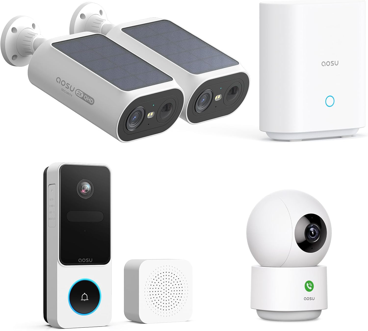 aosu Solar Security Cameras Wireless Outdoor/Indoor, Doorbell Camera for Home Safety