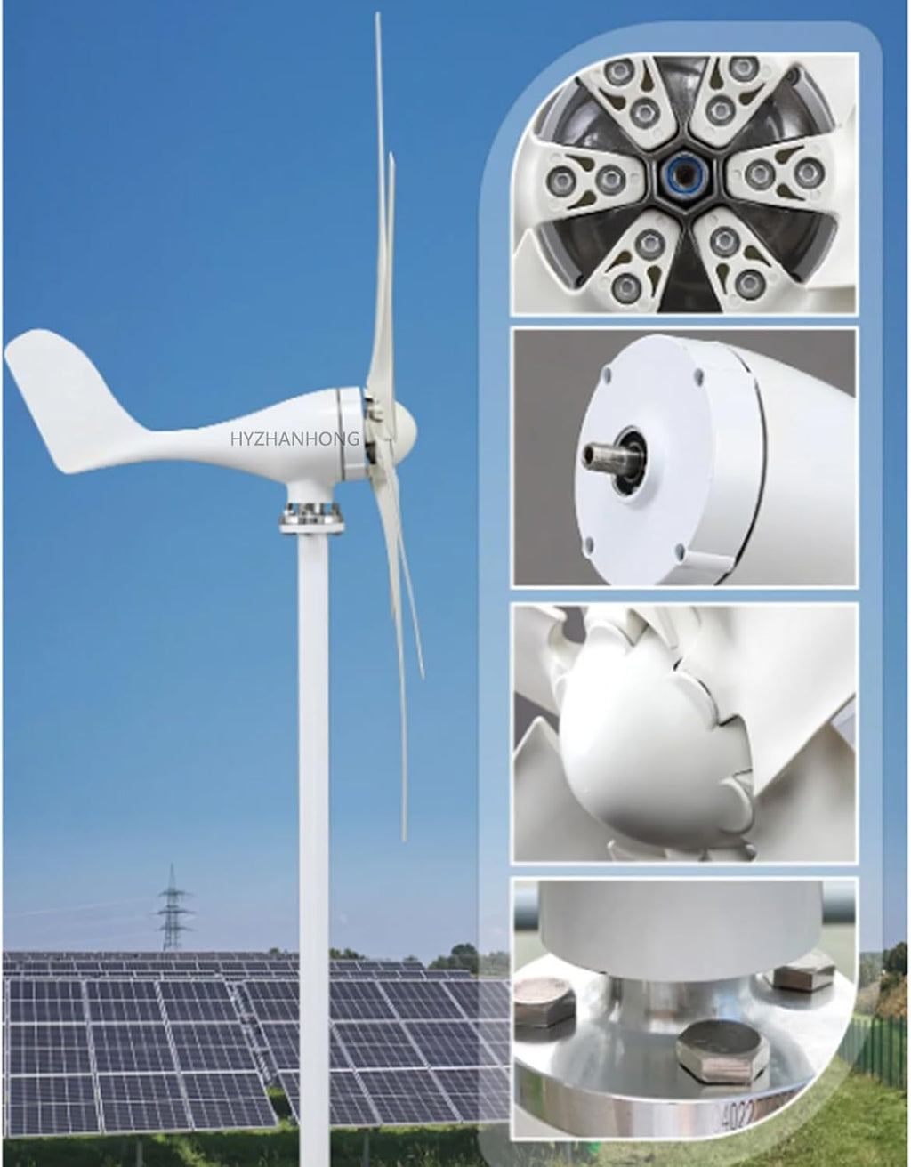 3000W Wind Power Turbine Generator 12V 24V 48V Maglev Generator Horizontal Wind Generator with 6 Blade and Controller for Home,Surveillance,Street Lighting