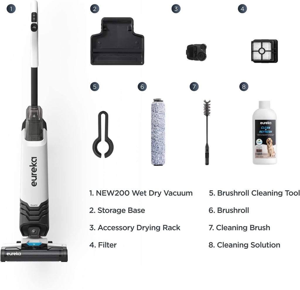 Eureka All in One Wet Dry Vacuum Cleaner and Mop for Multi-Surface Lightweight Self-Cleaning System, for Hard Floors and Area Rugs, 2-in-1, Corded