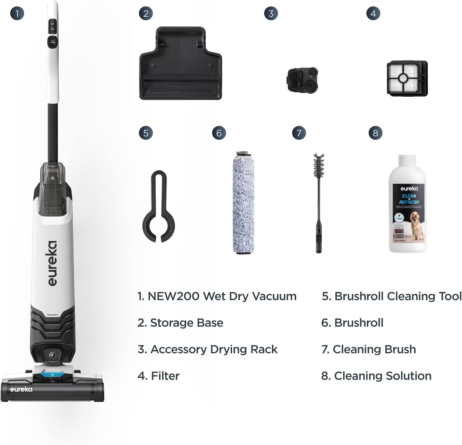 Eureka All in One Wet Dry Vacuum Cleaner and Mop for Multi-Surface Lightweight Self-Cleaning System, for Hard Floors and Area Rugs, 2-in-1, Corded