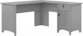 Bush Home L Shaped Desk with Storage for Home Office, Modern Farmhouse Corner Table with Drawers and Cabinets, Salinas Collection, Cape Cod Gray