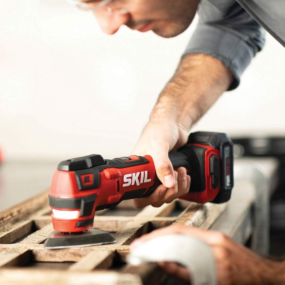 SKIL 3-Tool Kit: PWRCore 12 Brushless 12V 1/2 Inch Cordless Drill Driver, Oscillating MultiTool and Area Light, Includes 2.0Ah Lithium Battery and Standard Charger - CB738701