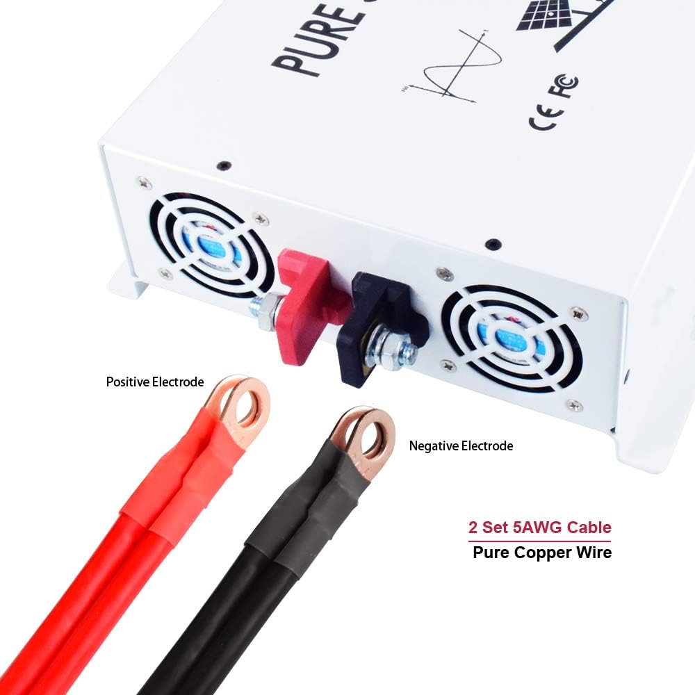 WZRELB Off Grid 3500W Pure Sine Wave 12V DC to 120V AC Solar Power Inverter Home Power Generator