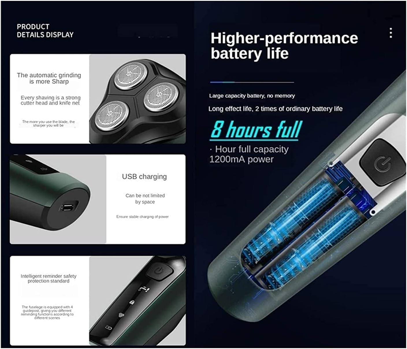 Electric Razor for Men,Electric Shavers for Men Wet Dry,USB Travel Face Shaver Rotary with Beard/Nose Trimm