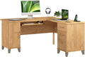 Bush Home 60-Inch L-Shaped Desk with Storage, Corner Computer Office Desk with Drawers and Storage Cabinet, Home Office Furniture, Somerset Collection, Maple Cross