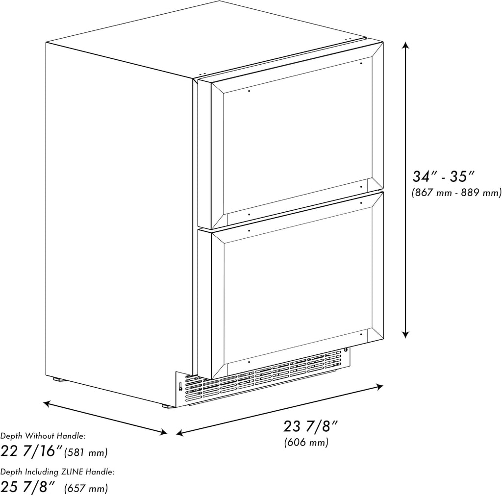 Z Line Kitchen and Bath ZLINE 24 in. Touchstone 168 Can Outdoor-Rated Dual Refrigerator Drawer with Panel-Ready Doors (RDSPO-24)