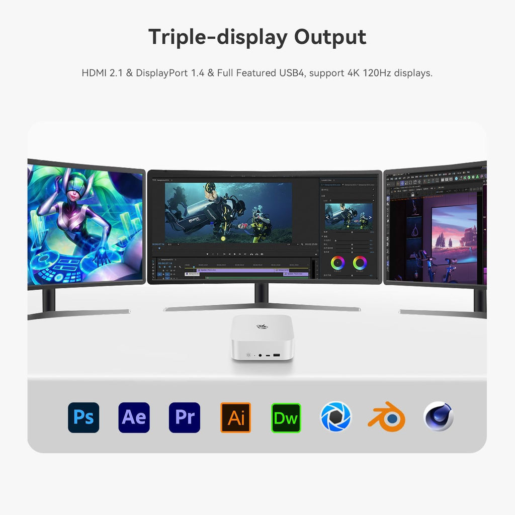 Beelink SER8 Mini PC, AMD Ryzen 7 8745HS(Up to 4.9GHz) 8C/16T, Mini Desktop Computer 32GB DDR5 RAM 1TB PCIe4.0 SSD, Small Gaming PC Support 4K@120Hz Output/BT5.2/WiFi 6 for Gaming/Office/Home