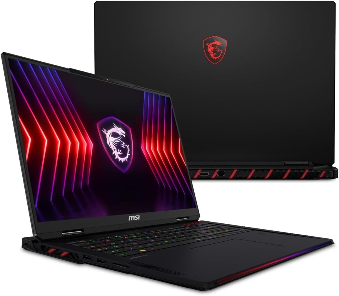 EXCaliberPC [2025] MSI Raider A18 HX A9WIG-082US (AMD Ryzen 9 9955HX3D, 32GB DDR5 RAM, 2TB NVMe SSD, NVIDIA GeForce RTX 5080, 18' UHD+ 120Hz, Windows 11 Pro) Gaming Laptop