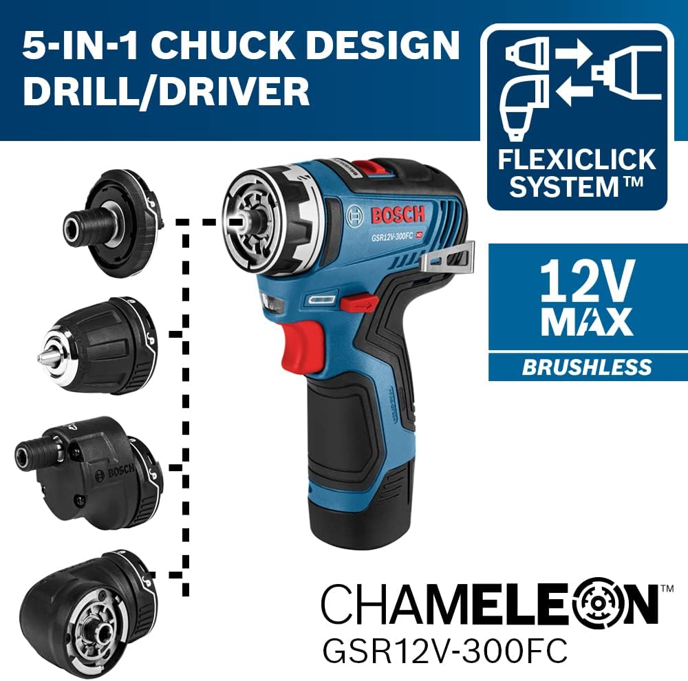 BOSCH GXL12V-270B22 12V Max 2-Tool Combo Kit with Chameleon Drill/Driver Featuring 5-In-1 Flexiclick (Renewed)