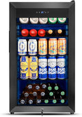 Tylza Beverage Refrigerator Cooler, 130 Cans 3.22 Cu.Ft Small Refrigerator with Low-E Glass Door, Lock, 17-Inch Beer Fridge for Drinks, Beer and Wine, Mini Fridge for Bedroom, Office and Bar, Black
