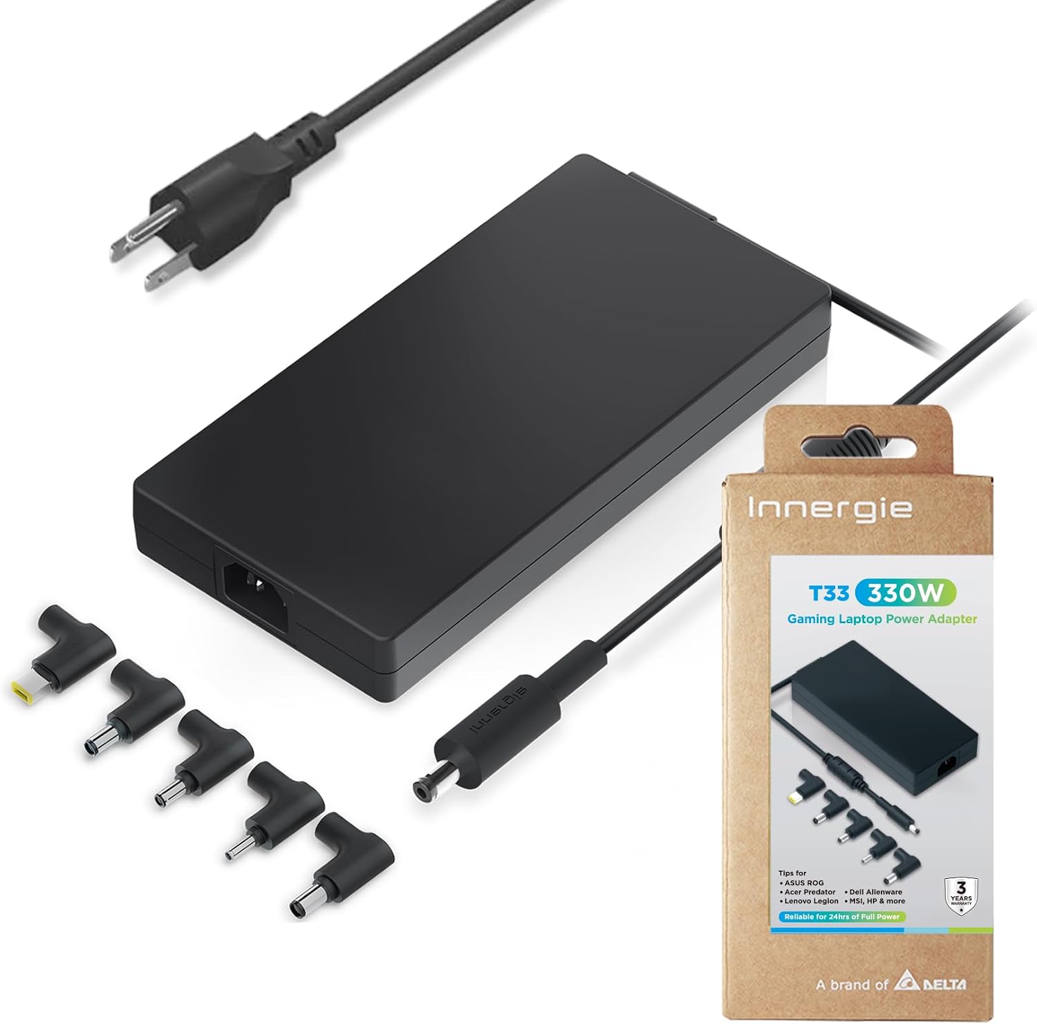 Innergie T33 330W 300W 280W Gaming Laptop Charger Power Adapter Compatible with Most Laptop Brands. (Delta Electronics)