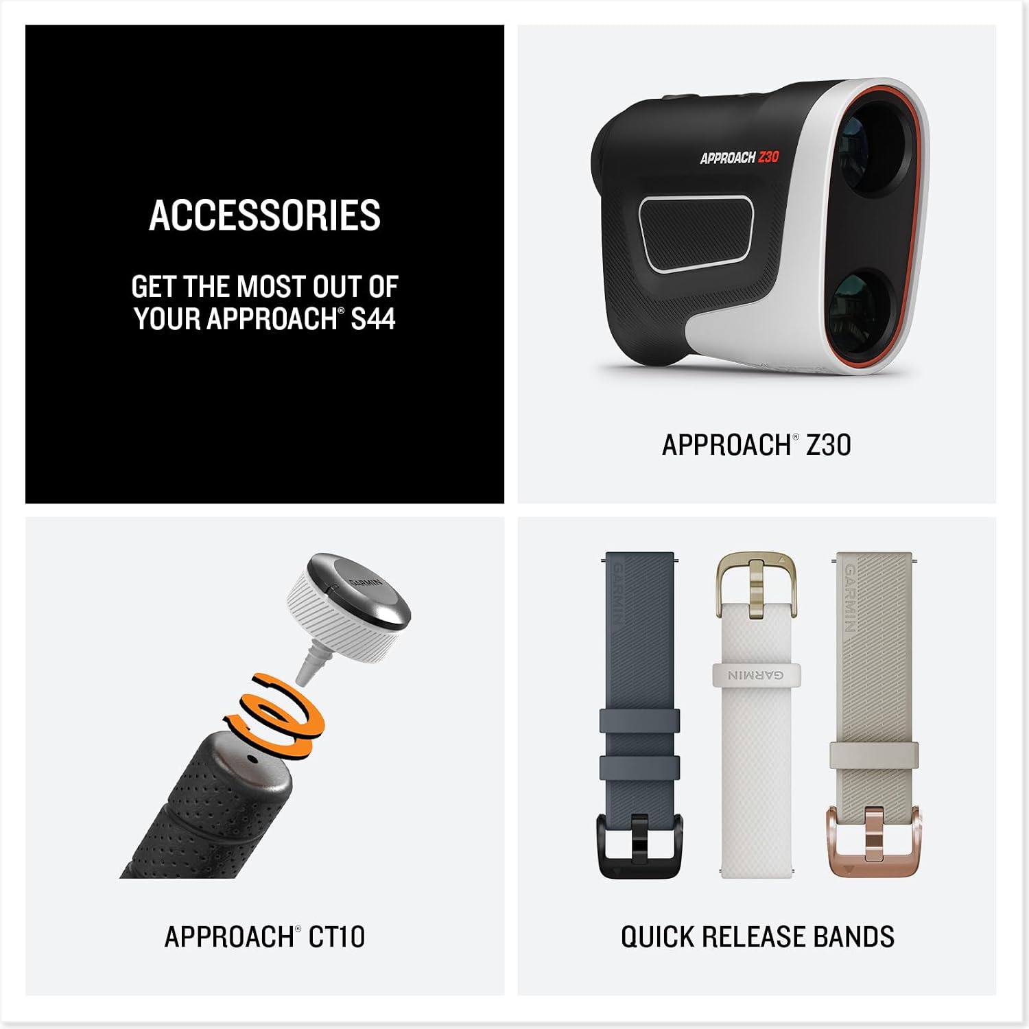 Garmin Approach S44 Essential Golf GPS Smartwatch | AMOLED Touchscreen Display | On-Course Features and Signature Series Power Bundle | Black Silicone Band