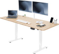 VIVO Electric 71 x 30 in Real Bamboo Standing Desk, Touch Screen Adjustment, 176 lb Frame Support, 2E Series, White Frame, DESK-KIT-2EW71O