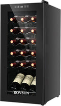 ROVSUN 14''W Small Wine Fridge with Compressor, 18 Bottles Freestanding Wine Cooler Refrigerator with Touch Panel Control and Glass Door, Wine Cellar for Red, White, Champagne or Sparkling, 41-64°F