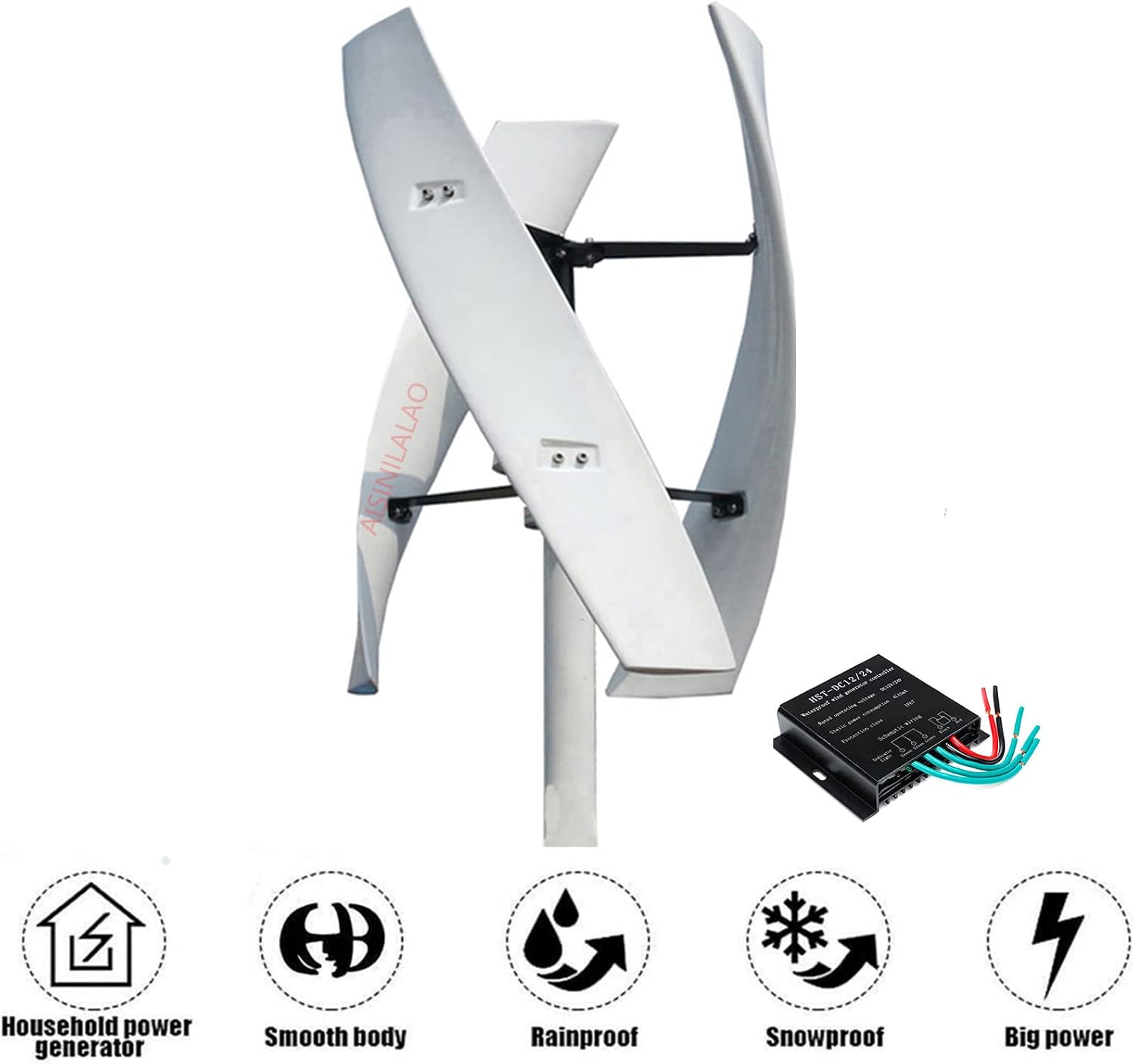 220v, 12V-220V 3Phase Vertical Wind Generator 3000W Garden Windmill Wind Turbine Generator with Controller Suitable for Wind and Solar Power Generators(Low Noise)