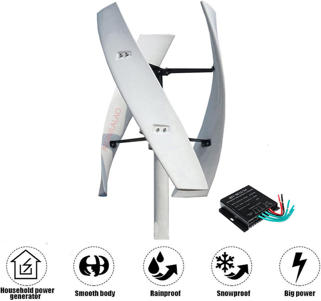 12v, 12V-220V 3Phase Vertical Wind Generator 3000W Garden Windmill Wind Turbine Generator with Controller Suitable for Wind and Solar Power Generators(Low Noise)