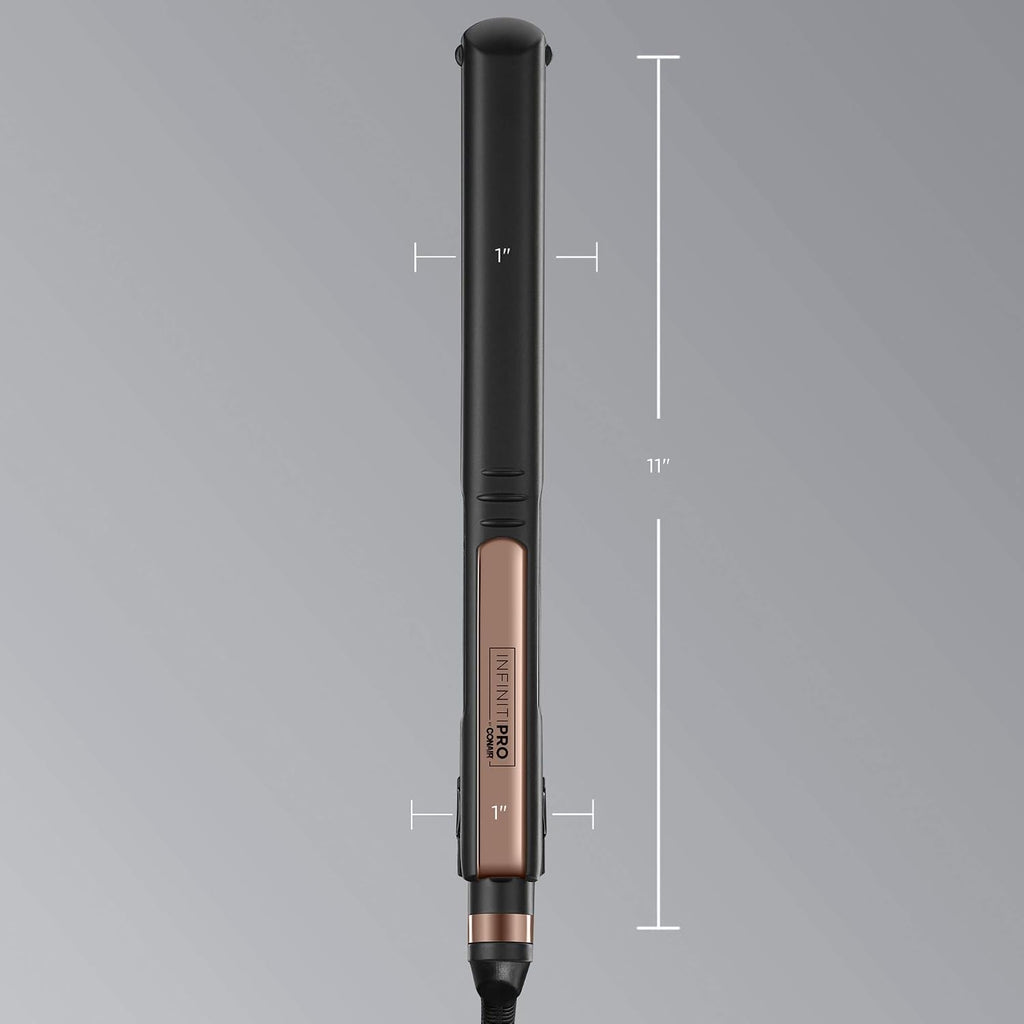 Infiniti PRO CONAIR Rose Gold Ceramic Flat Iron Hair Straightener,1-Inch Flat Iron with Extra-Long Plates,Including a Floating Plate,Advanced Heat Technology,Black,(Pack of 3)