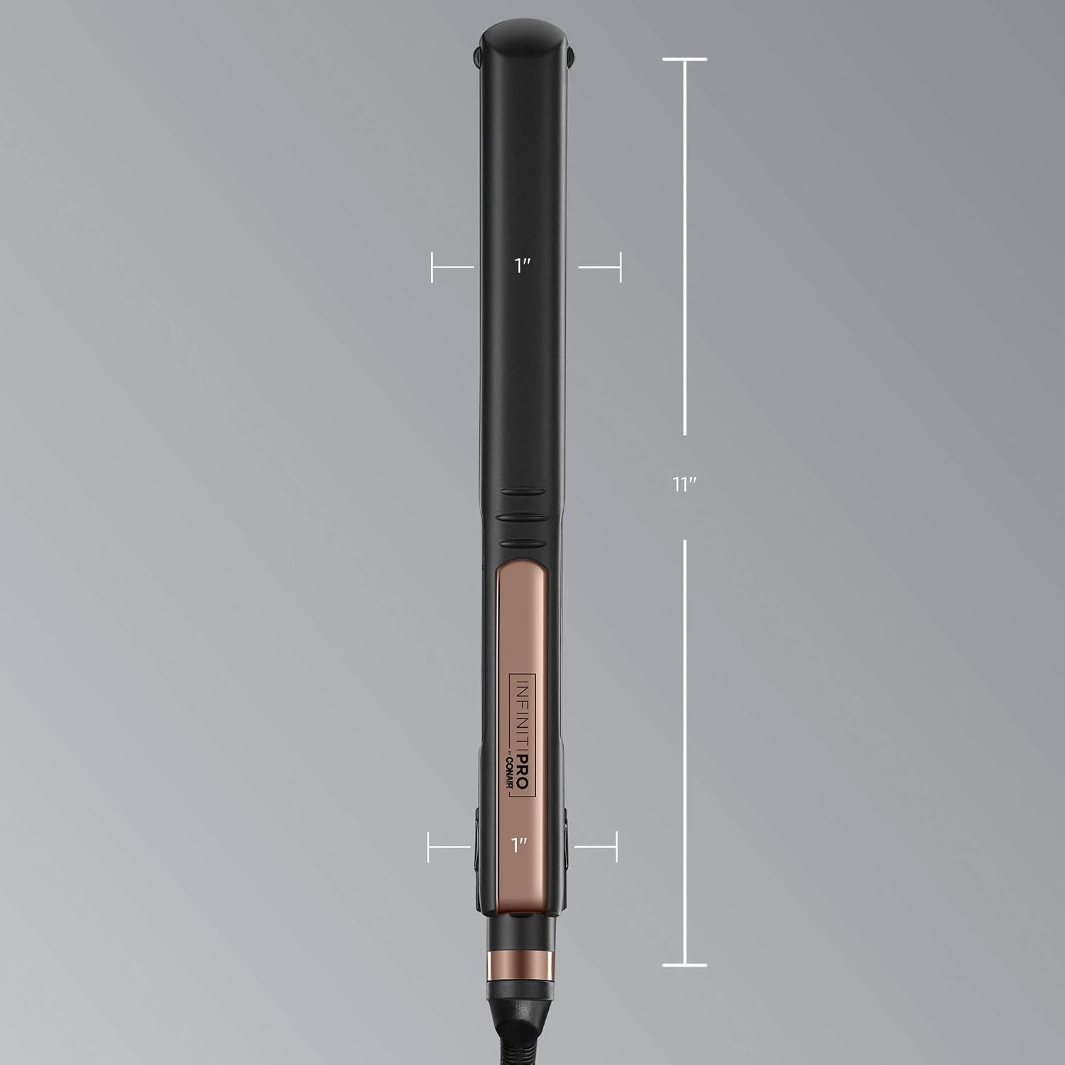 Infiniti PRO CONAIR Rose Gold Ceramic Flat Iron Hair Straightener,1-Inch Flat Iron with Extra-Long Plates,Including a Floating Plate,Advanced Heat Technology,Black,(Pack of 3)