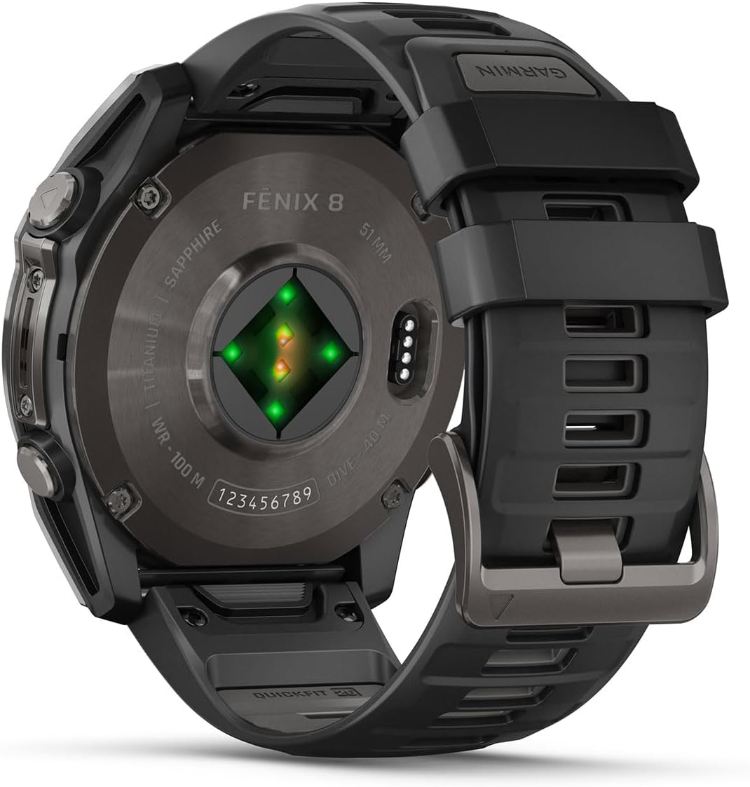 PlayBetter Garmin Fenix 8 AMOLED Sapphire (51mm, Carbon Gray DLC Titanium) Multisport GPS Smartwatch Bundle - 1.4' Touchscreen, Built-in LED Flashlight Wireless Running Earbuds