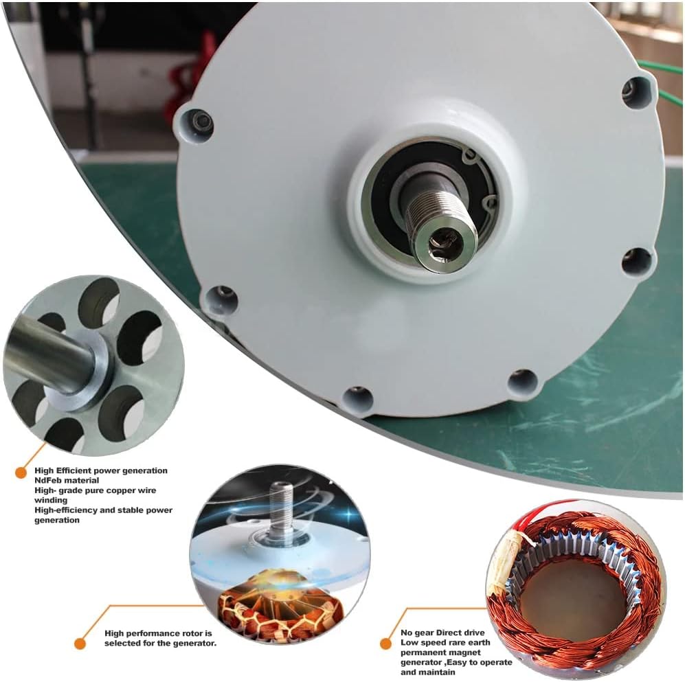 3000W Generator Permanent Magnet AC Gearless Permanent Magnet Motor with Controller Portable Solar Generator for Wind/Water Turbine 12V 24V 48V (with Base)