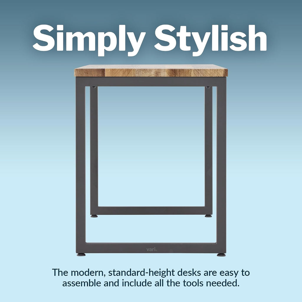 Vari Table 60x24 - Modern Computer Desk with Durable Laminate Finish and Slim Legs - Ideal for Gaming, Home, or Office - Stand-Alone Workstation or Corner Side Table - Reclaimed Wood