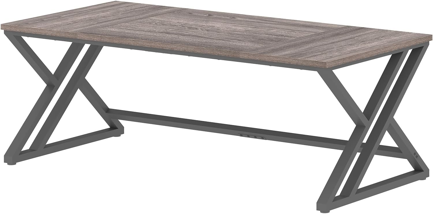 LVB Long Rustic Computer Desk, Industrial Large Wood Metal Office Desk, Modern Pc Study Gaming Writing Table for Two Person, Workstation Executive Desk for Home Bedroom Living Room, Dark Gray, 70 Inch