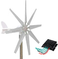Portable Small Windmill Wind Turbine Generator Kit,600W-1000W 12V 24V 48V with MPPT Controller Wind Turbine Generator for Garden Lighting(White,8 Blades)