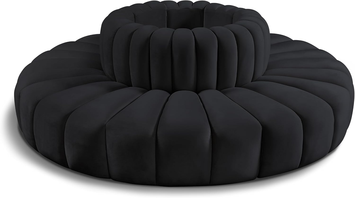 Meridian Furniture 103Black-S8D Arc Collection Modern | Contemporary Modular Sofa with Soft Black Velvet, Deep Channel Tufting, Modular Design, 90' W x 90' D x 30' H, Black
