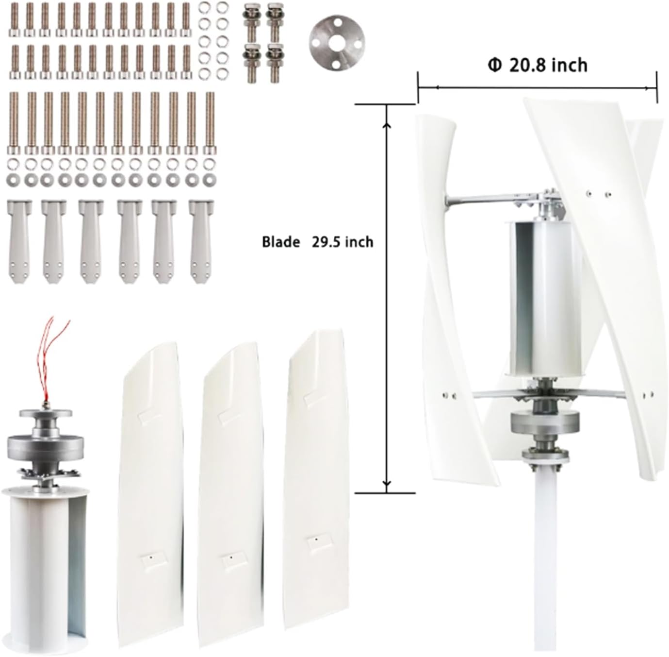 1000W-3000W Wind Turbine Generator Kit,12V 24V 48V Free Energy Wind Turbine Power Inverter Output for Farm Or Boats, Gazebos, Chalets, Or Mobile Homes