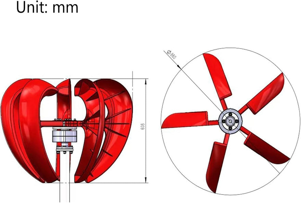 600W/800W/1000W/1200W Wind Turbine Generator Kit 12V/24V Vertical Axis Wind Turbine Generator with Controller Wind-Solar Hybrid Street Light Household Permanent Magnet Generator(600W,12V)