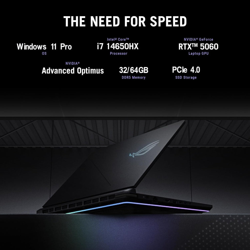 ASUS ROG Strix G16 Gaming Laptop, Intel i7-14650HX(Up to 5.2GHz), NVIDIA RTX 5060, 16' FHD+ 165Hz 3ms ROG Nebula Display, WiFi 7, Hires Audio, 64 GB DDR5, 4 TB SSD Gen 4, Windows 11 Pro