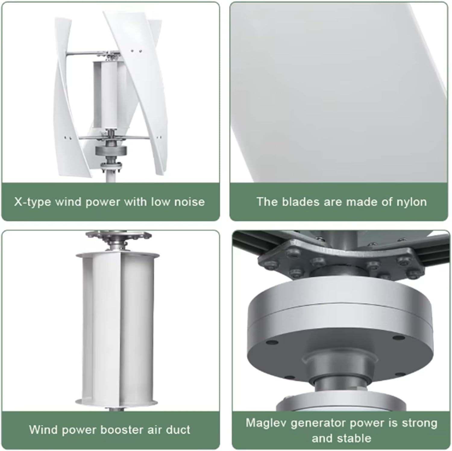 Wind Turbine Generator, 3000W 12V 24V 48V 220V Portable Vertical Helix Wind Power Turbine Kit with Charge Controller Suitable for Outdoor Courtyard Use,12v