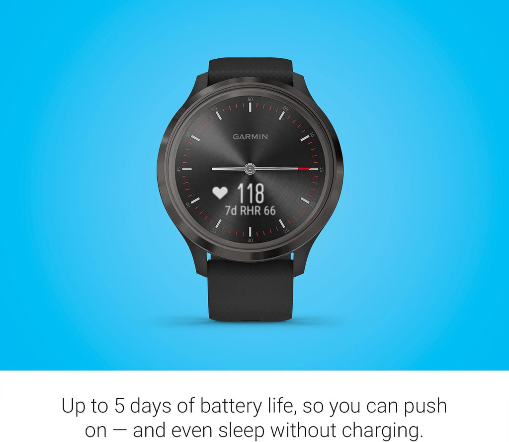 Garmin vivomove 3, Hybrid Smartwatch with Real Watch Hands and Hidden Touchscreen Display, Black (Renewed)