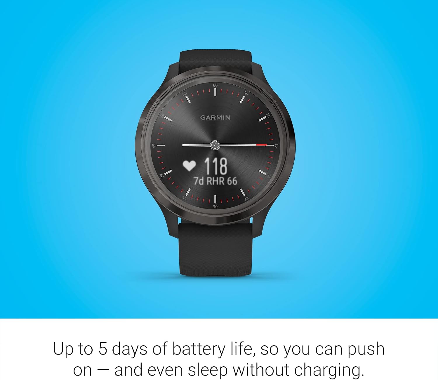 Garmin vivomove 3, Hybrid Smartwatch with Real Watch Hands and Hidden Touchscreen Display, Black (Renewed)
