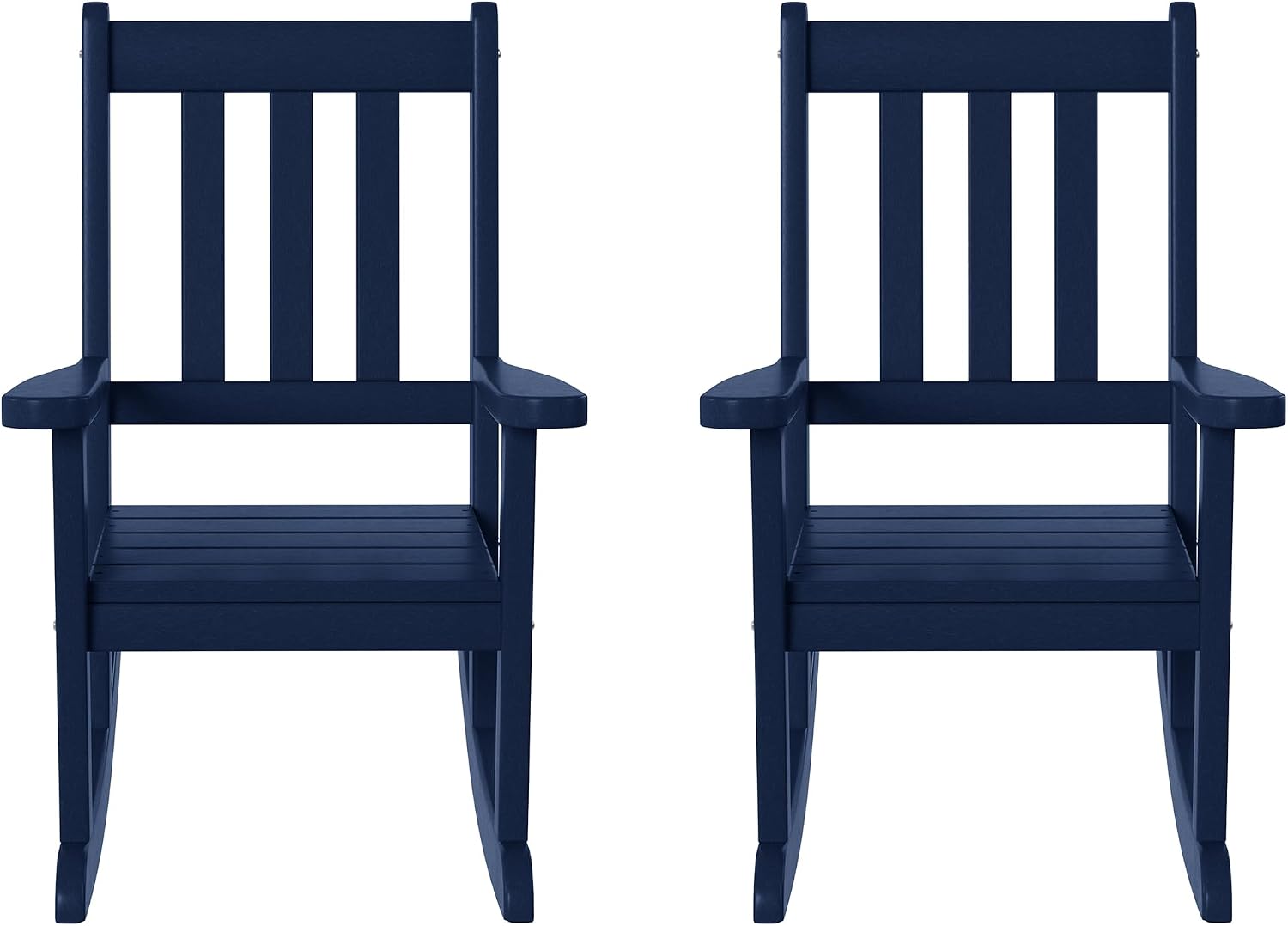 WestinTrends Malibu Outdoor HDPE Plastic Preschool Toddler Rocking Chairs (Set of 2), Navy Blue