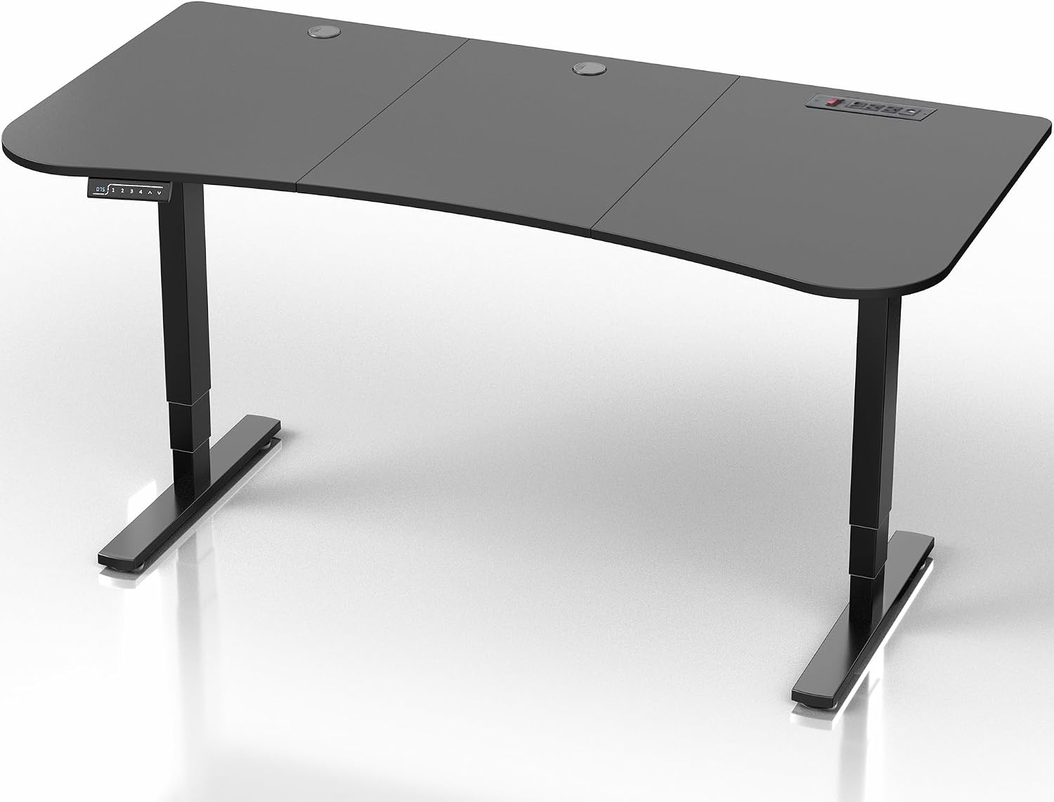 VIVO Electric 63 x 32 in Standing Desk with Built-in Power Strip, Touch Screen Adjustment, 220 lb Frame Support, 2E Series, Black Top Black Frame, DESK-KIT-2EBAC