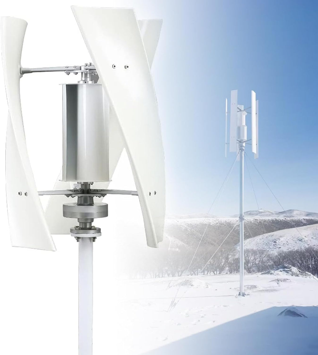 Wind Turbine Generator Kit, 12V 24V 48V 3 Blade Portable Vertical Wind Power Turbine Generator Kit Model Three-Phase Permanent Magnet Generator, with Charge Controller,3000W-12V