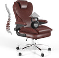 Office Desk Chair, Executive Leather Office Chair, High Back Ergonomic Home Desk Chair with Padded Flip-up Arms, Big and Tall Computer Chair with Rocking Function, 360°Swivel Free, Brown