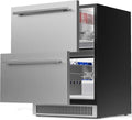 Coolski 24 Inch Under Counter Beverage Refrigerator Drawers, Built-in/Freestanding Stainless Steel Outdoor Refrigerator for Patio, Low Noise Beverage Cooler for Home, Bar, Kitchen, ETL, NSF Approved