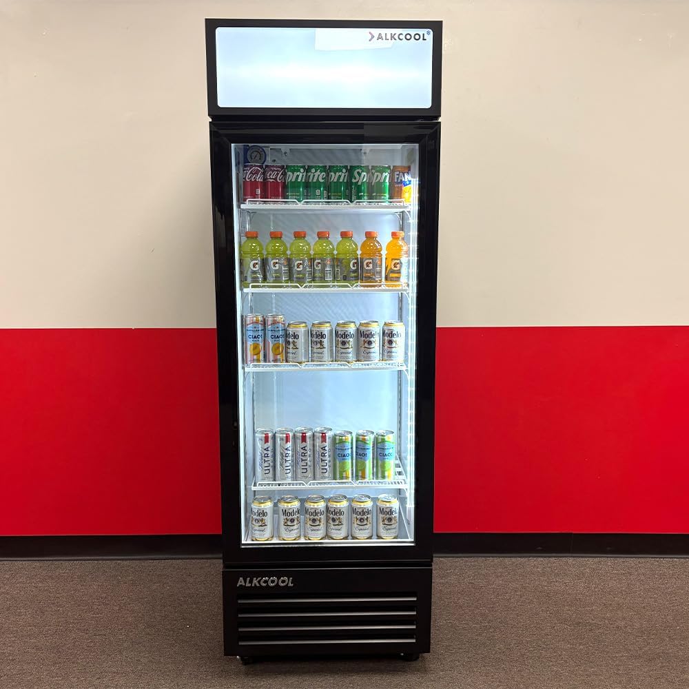 Commercial Beverage Refrigerator Display Fridge,9 Cu Ft Tall Small Single Door Merchandiser Drink Cooler with LED Light Adjustable Shelves,ETL Sanitation