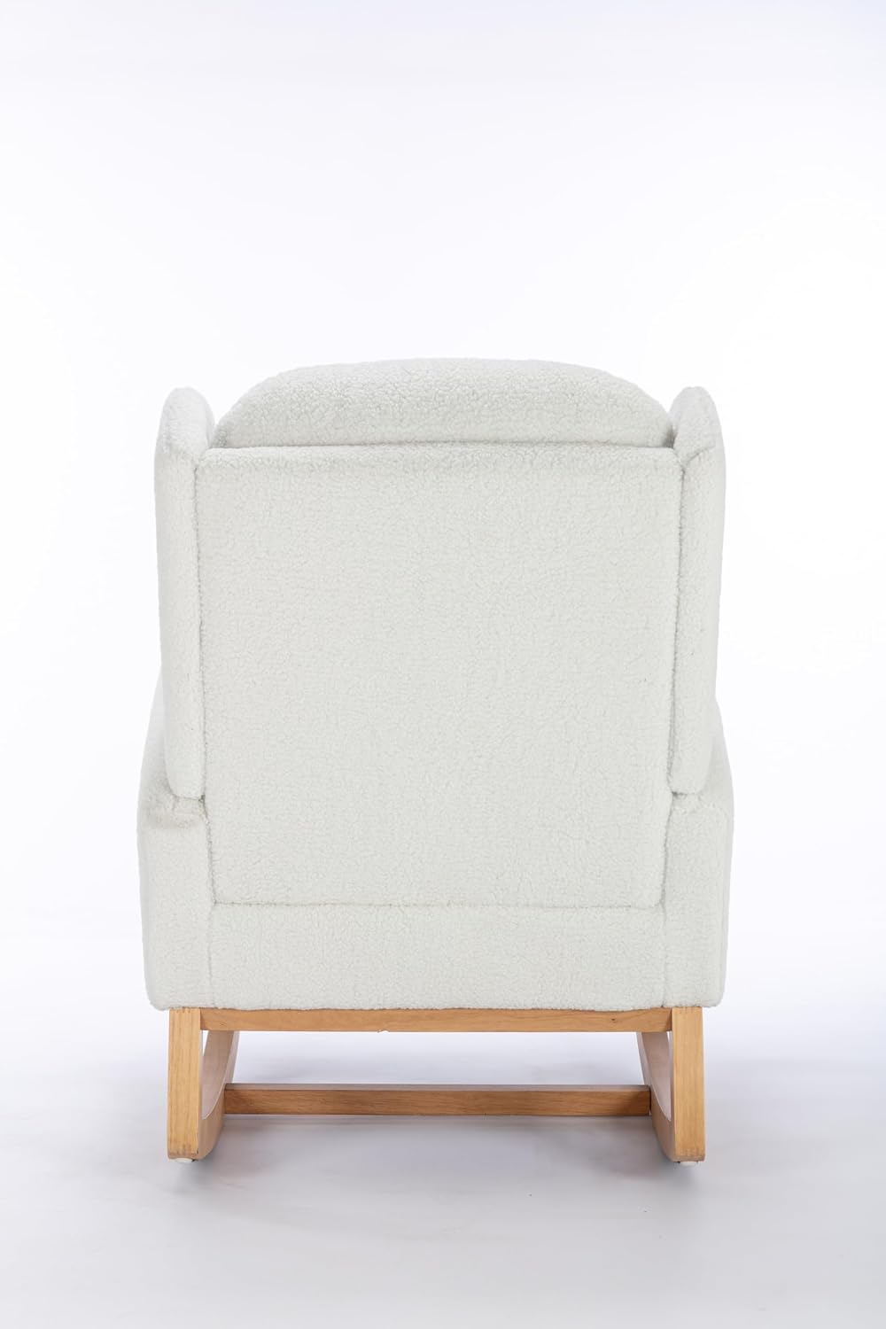 Nursery Glider Chair - Wingback Teddy Upholstered Rocking Chair with High Backrest, Ergonomic Rocker Chair for Breastfeeding & Baby Room, Modern Accent Armchair for Living Room & Bedroom, Lvory