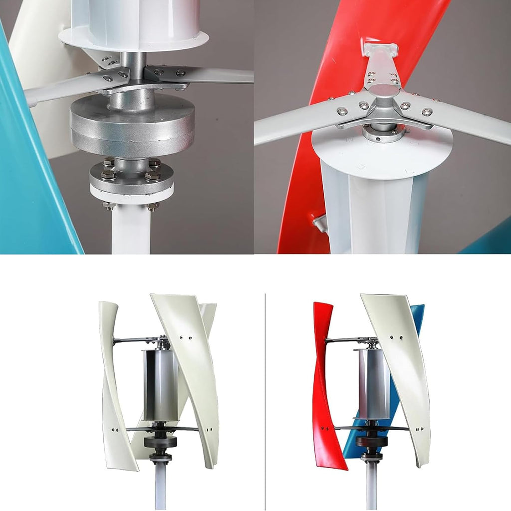 Wind Turbine Generator Kit 3000W/5000W,12V 24V 48V Portable Vertical Helix Wind Power Turbine Generator Kit,3 Blade Wind Generator Kit with Charge Controller for Marine RV Home,3000W-12V