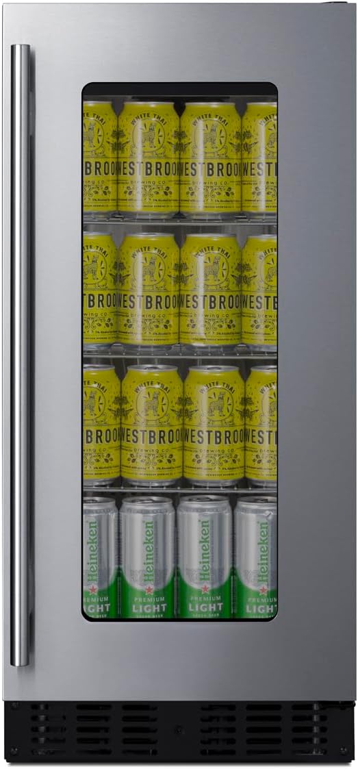 Summit Appliance Shallow Depth 15 in. 23-Bottle Wine or 40-Can Beverage Cooler in Stainless Steel- ASDG1521V1
