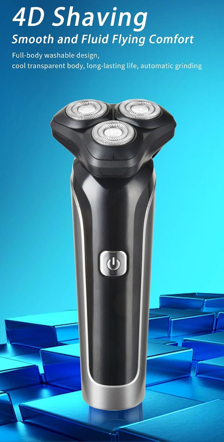 Electric Razor for Men Cordless: Wet/Dry Rotary Shaver IPX7 Waterproof - Fast Charging & Sensitive Skin Care